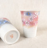 Pair Kutani yaki ware Japanese Beer Sake Water cup Tumbler Sakura Hana no Mai
