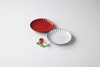Mino ware Japanese Round plate and chopstick rest set of 4Red White Camellia