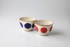 Seto ware Japanese pottery Rice bowl Donburi set of 2Marumon Blue Red Japan