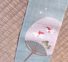 Kyoto Tapestry Wall Hanging Handpainted LinenUchiwa fan Goldfish Japan Summer