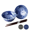 Mino ware Donburi Japanese Rice bowl Chopsticks set Carp Koi pattern Japan