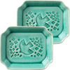 Mino ware Minoru Octagon shape Small dish PIENI-Lintu set of 2 Japan Teal