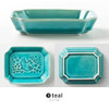 Mino ware Minoru Octagon shape Small dish PIENI-Lintu set of 2 Japan Teal