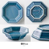 Mino ware Minoru Octagon shape Small dish Amy set of 2 Japan 3.42inDull Blue