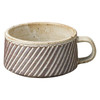 Shigaraki yaki ware Japanese pottery Soup Mug cup Brown glaze Carving Japan