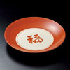 Mino ware Vermilion Red Fukunoji Large Plate, Made in Japan New year