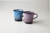 Gift [Boxed] Black Clay Border Pair Mugs - Mino Ware, Made in JapanBlue Purple