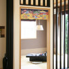Noren Japanese door curtain 33.46x11.81 in polyester Pine, Bamboo, Plum, Crane