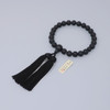 Kyoto Mens Juzu  Matte Onyx Beads with Hotaru Glass Accent Pure Silk Ta