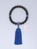 Striped Ebony 22-Bead Juzu with Blue Dragon Agate & Pure Silk Tassel Kyoto Japan