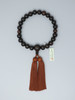Striped Ebony 22-Bead Juzu with Matching Accents Brown Rayon Tassel Kyoto Japan