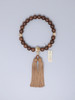 Kyoto Mens  Juzu  22 Walnut Beads with Brown Shell Accent & Pure Silk Tasse