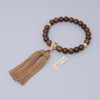 Kyoto Mens  Juzu  22 Walnut Beads with Brown Shell Accent & Pure Silk Tasse