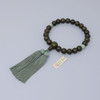 Kyoto Mens Juzu  22 Green Sandalwood Beads, Dushan Jade Accents, Silk Tass