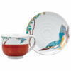 Kutani ware Japan Hideaki KatsumataKawasemi Kingfisher Cup and saucer Handcaft