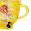 Kutani ware Japan Bizan Kiln Hana-Kirari  Tea cupBlack cat Neko Yellow