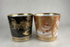 Kutani ware Japan Pair of Rock Glasses Kinrande Style with Two Deities Yoshinori