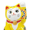 Maneki neko Kutani ware Japanese Lucky cat Yellow mori Art Japan 3.5in Left