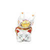 Maneki neko Kutani ware Japanese Lucky cat Handstand White Fortune Bell 3.7in