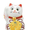 Maneki neko Kutani ware Japanese Lucky cat Gold Coin Base Fortune Bell 3.5in
