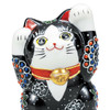 Maneki neko Kutani ware Japanese Lucky cat Double-Pawed Black mori 4.7 in Japan