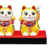 Pair Maneki neko Kutani ware Japanese Lucky cat Yellow mori Art Japan 3.1in