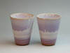 Hagi yaki pottery Japanese Pair Beer cup tumbler Rhythm Purple glaze set of 2