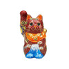 Maneki neko Kutani ware Japanese Lucky cat with Mt. Fuji Design 5.5 inches Japan