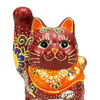 Maneki neko Kutani ware Japanese Lucky cat with Mt. Fuji Design 5.5 inches Japan