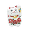 Maneki neko Kutani ware Japanese Lucky cat  Double-Pawed Rose Design 4.7in Japan
