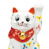 Maneki neko Kutani ware Japanese Lucky cat Small Floral Pattern Japan 3.5in 