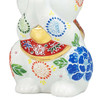 Maneki neko Kutani ware Japanese Lucky cat Praying Cat White mori 7.3in Japan