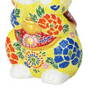 Maneki neko Kutani ware Japanese Lucky cat Praying Cat Yellow mori 8.4in Japan