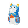 Maneki neko Kutani ware Japanese Lucky cat Praying Cat Blue mori art 3.7in