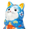 Maneki neko Kutani ware Japanese Lucky cat Praying Cat Blue mori art 3.7in