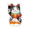 Maneki neko Kutani ware Japanese Lucky cat Aka Fuji (Red Mt. Fuji) Mori Art