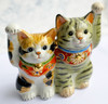 Maneki Neko Japanese Lucky Cat Kutani Yaki Porcelain Nakayoshi made in japan