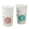 Pair Kutani yaki ware Japanese Ceramic Tumbler Beer Sake cupHana Hana Japan