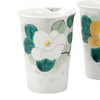 Pair Kutani yaki ware Japanese Ceramic Tumbler Beer Sake cupGold Silver Camellia