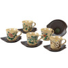 5set Kutani yaki ware Japanese Coffee Cup and Saucer Gold foil Grass and flower