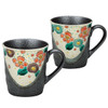 Pair Kutani yaki ware Mug Tea Coffee Cup set of 2Hana chirashi Okada Kinuyo