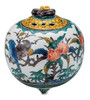 Koro Kutani yaki ware Japanese Incense Burner pot  Old lutani flower bird Japan