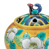Koro Kutani yaki ware Japanese Incense Burner pot  Yoshida-ya style Camellia