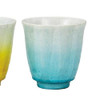 Pair Yunomi Kutani yaki ware Japanese green tea cup set Ginsai Blue Yellow Japan