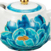 Kyusu Kutani yaki ware Japanese porcelain tea pot Blue peony Sato Tsuyoshi Japan
