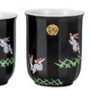 Pair Yunomi Kutani yaki ware Japanese green tea cup set Rabbit and Moon motif