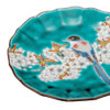 Mamezara Kutani yaki ware Small plate Sauce dish Green Flower Bird Japan