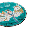 Mamezara Kutani yaki ware Small plate Sauce dish Green Flower Bird Japan