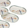 Kutani yaki ware Japanese Serving Plate Dish set of 5Wild flower Bird Japan