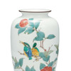 Kutani ware Flower Vase 10 inch Camellias with Kingfisher Design Ryuzan